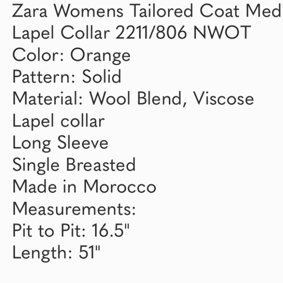 Zara Manteco wool blend coat, high quility. size M. like new. - Picture 10 of 10